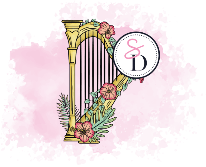 Tampon caoutchouc Harpe en fleurs - Symphonie florale