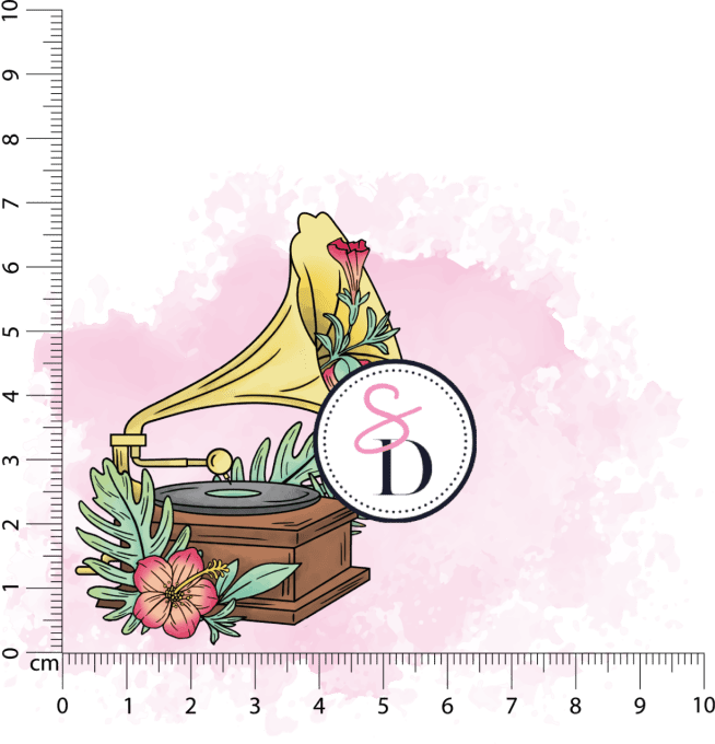 Tampon caoutchouc Gramophone en fleurs - Symphonie florale