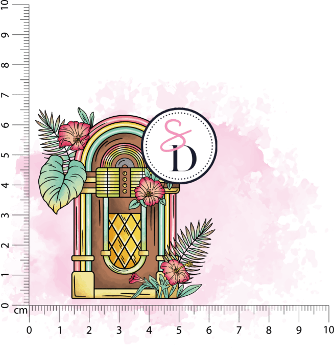 Tampon caoutchouc JukeBox en fleurs - Symphonie florale