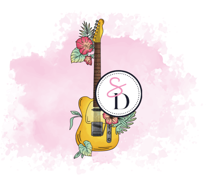 Tampon caoutchouc Guitare en fleurs - Symphonie florale