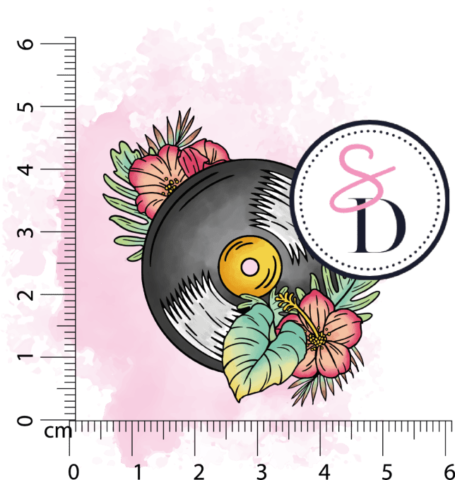 Tampon caoutchouc Disque Vinyle en fleurs - Symphonie florale