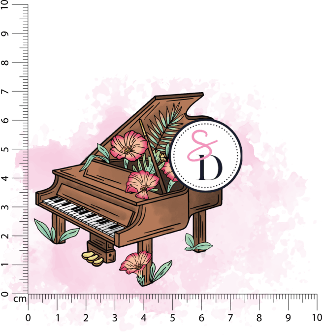 Tampon caoutchouc Piano en fleurs - Symphonie florale