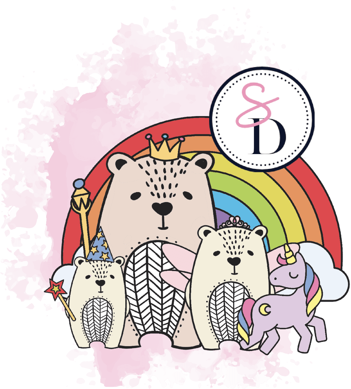Tampon Famille Ours Licorne Scrapdidi boutique