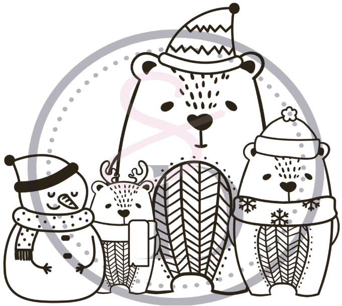 Tampon - Famille Ours à la neige