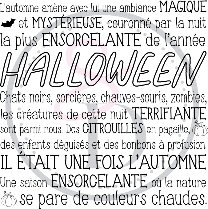 Tampon caoutchouc Fond texte Halloween - La magie d'Halloween 