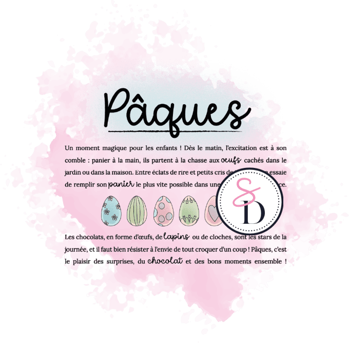 Tampon caoutchouc - Fond de texte Pâques - Les trésors de Pâques