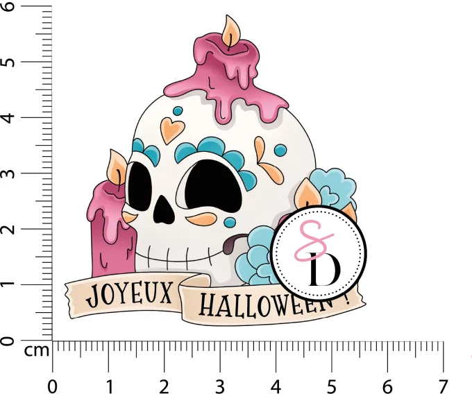 Tampon caoutchouc Crâne aux chandelles Halloween Frissons Mexicains Scrap Didi