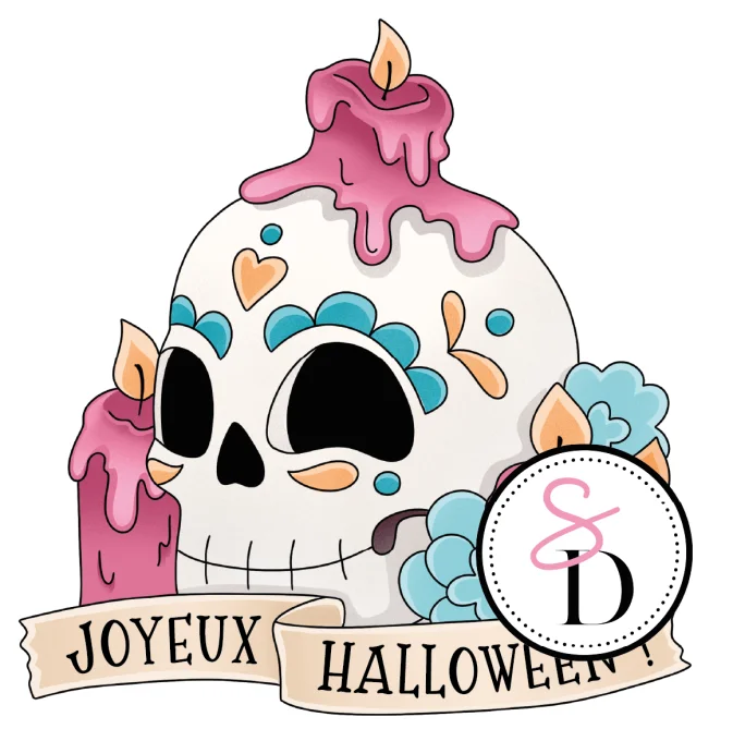 Tampon caoutchouc Crâne aux chandelles Halloween Frissons Mexicains Scrap Didi