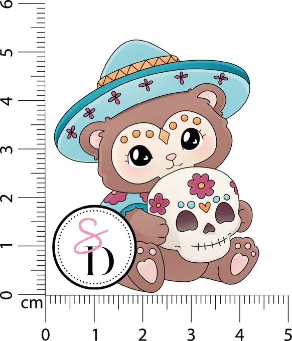 Tampon caoutchouc Ourson Calavera Halloween Frissons Mexicains Scrap Didi