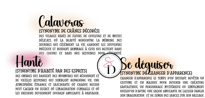 Tampon texte Halloween Synonymes Frissons Mexicains Scrap Didi