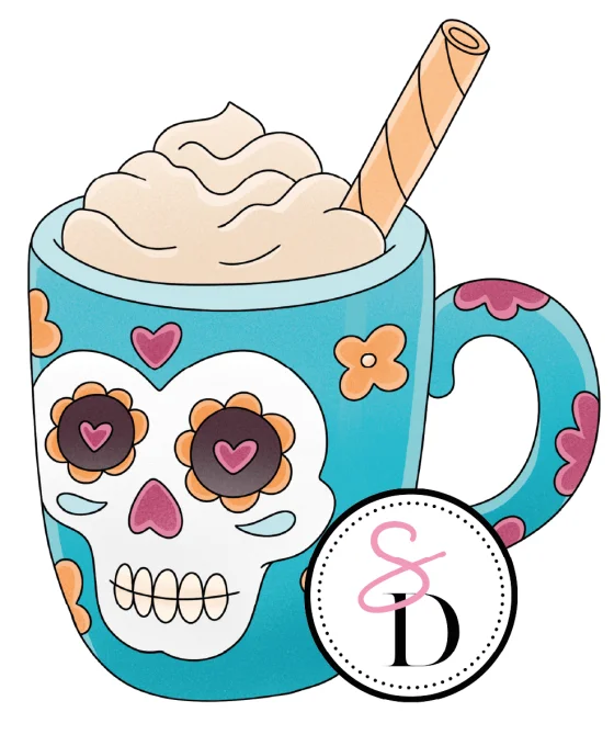 Tampon caoutchouc Tasse Calavera Halloween Frissons Mexicains Scrap Didi