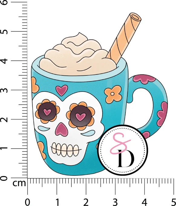 Tampon caoutchouc Tasse Calavera Halloween Frissons Mexicains Scrap Didi