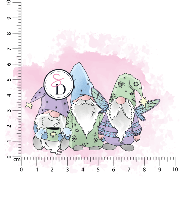 Tampon caoutchouc - Trio de gnomes - Hiver Féérique