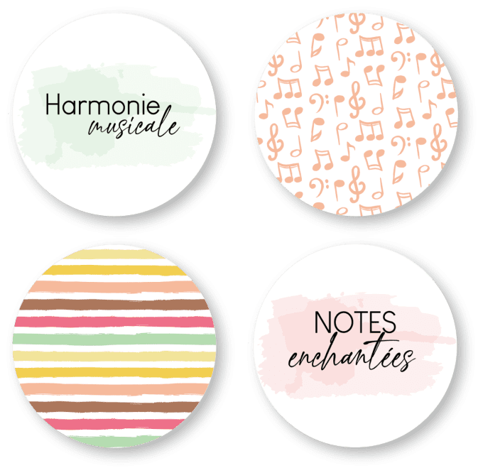 Badges 25mm Harmonie musicale - Symphonie florale