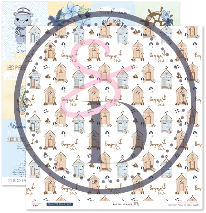 Kit de 6 papiers imprimés - Un air marin