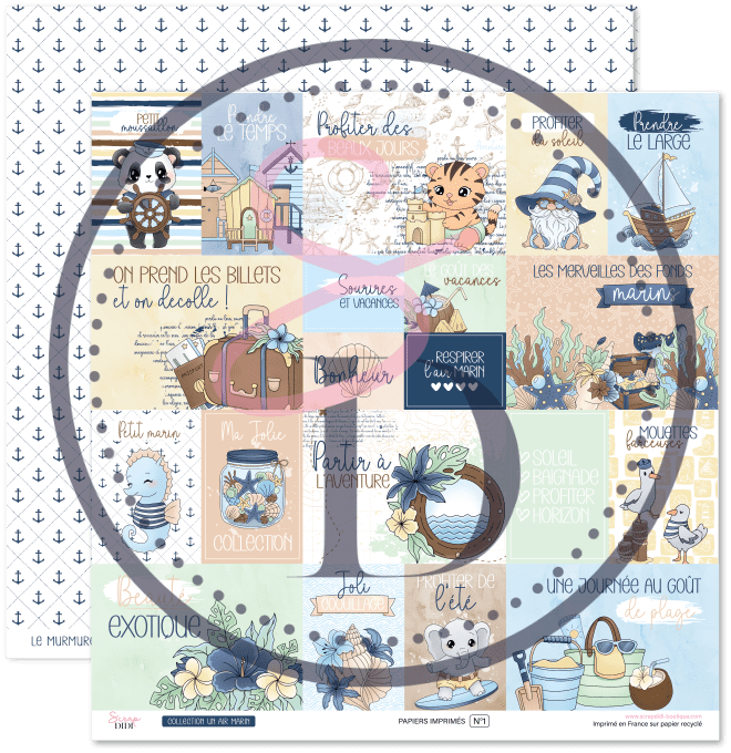 Kit de 6 papiers imprimés - Un air marin