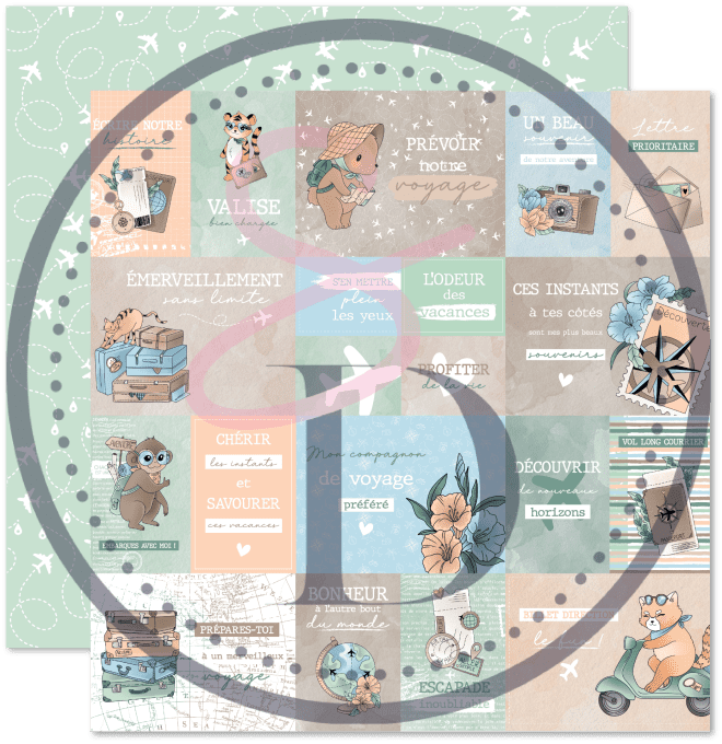 Kit 6 Papiers Imprimés Recto Verso + Bandes de Mots - Carnet de Bord