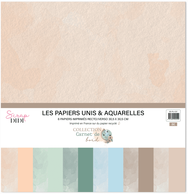 Kit Papiers Unis & Aquarelle Recto Verso - Carnet de Bord