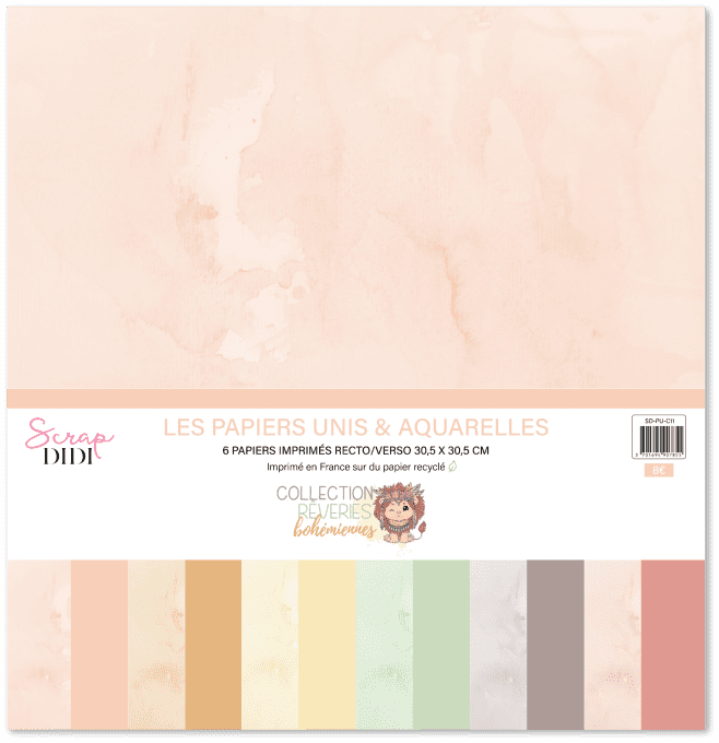 Kit de 6 papiers unis et aquarelle - Douceurs d'hiver - Copie