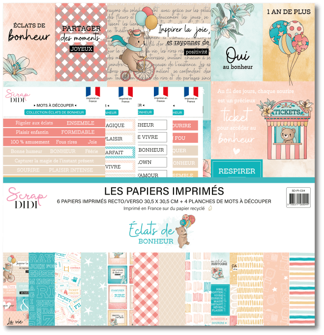 Kit papiers imprimés ECLATS DE BONHEUR