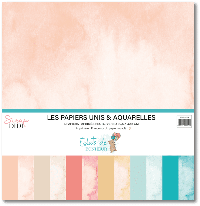 Kit papiers unis & aquarelle ECLATS DE BONHEUR