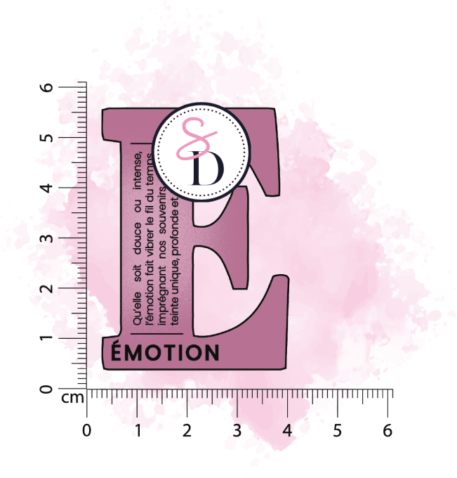 Tampon caoutchouc - Lettre définition E Émotion - Le sablier du temps