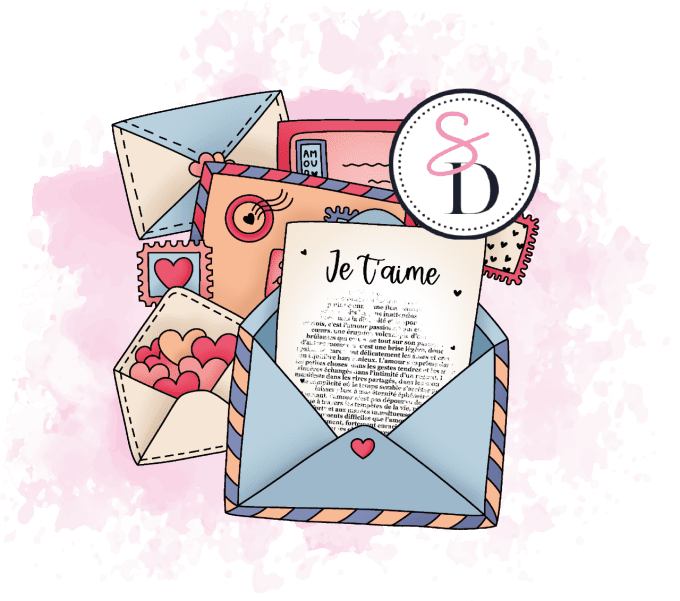 Tampon caoutchouc - LETTRES D'AMOUR - Éclats d'amour