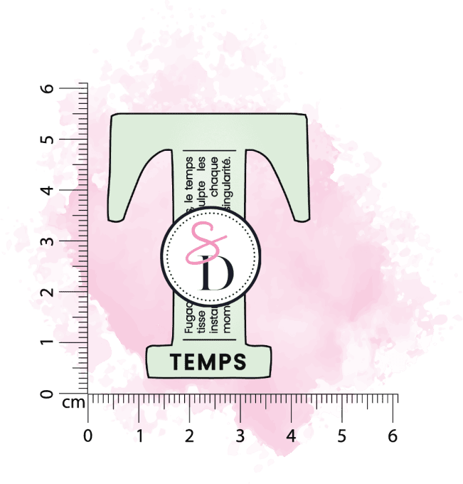 Tampon caoutchouc - Lettre définition T Temps - Le sablier du temps