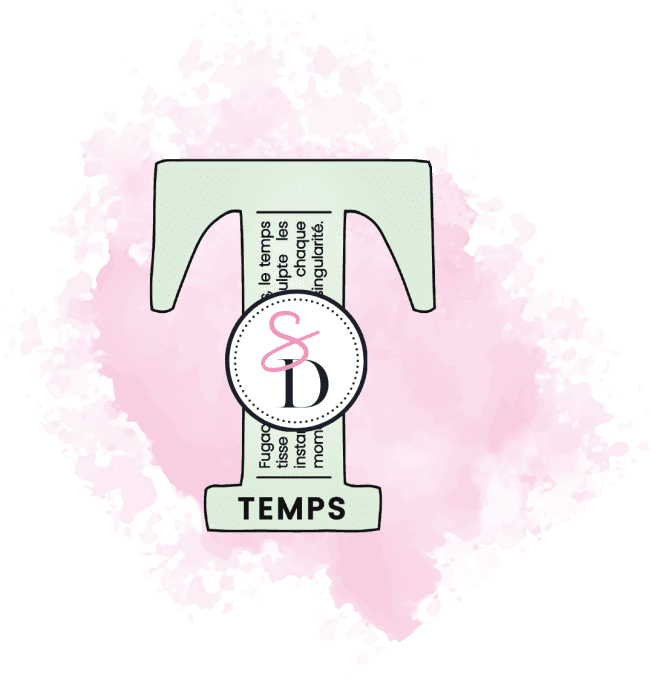 Tampon caoutchouc - Lettre définition T Temps - Le sablier du temps