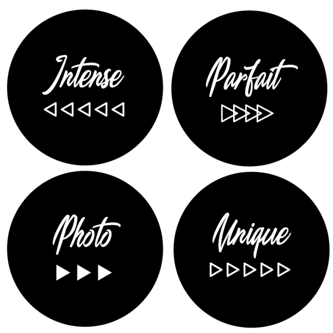 Badges Mots en noir et blanc
