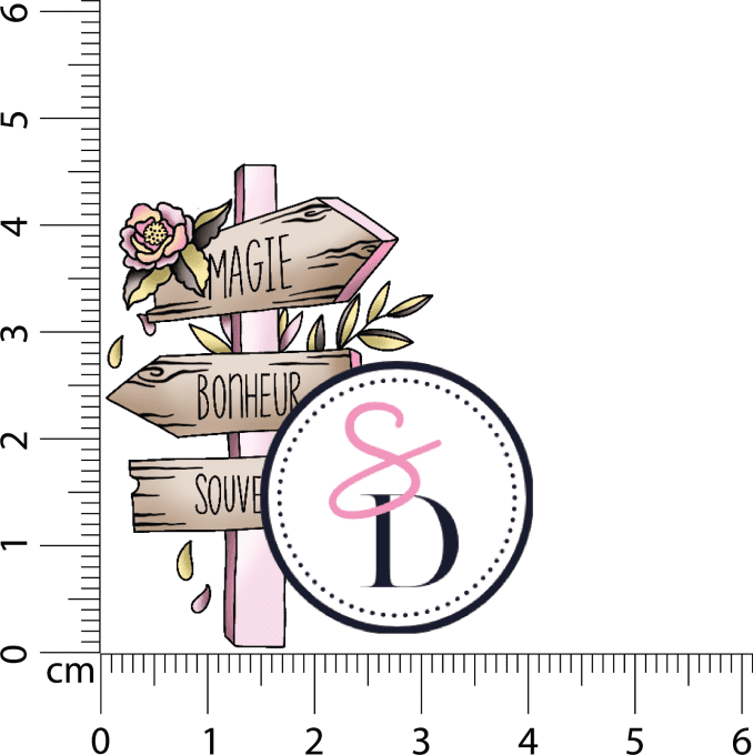 Tampon caoutchouc - Pancarte fleurie Le chemin des créations