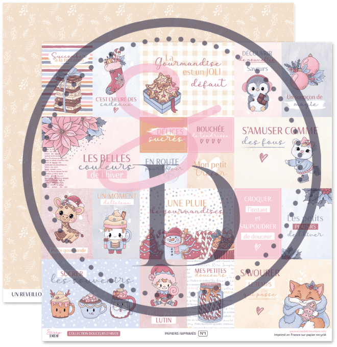 Kit de 6 papiers imprimés - Douceurs d'hiver