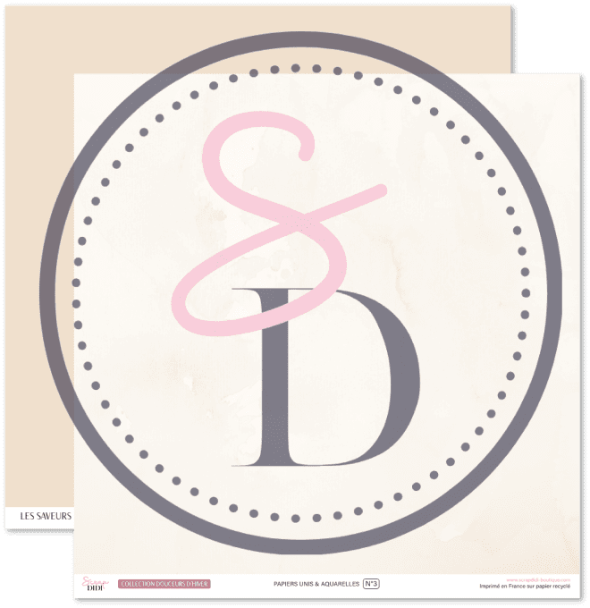 Kit de 6 papiers unis et aquarelle - Douceurs d'hiver