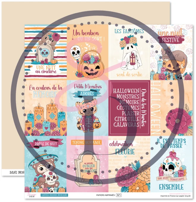 Papiers scrapbooking Halloween Frissons Mexicains Scrap Didi