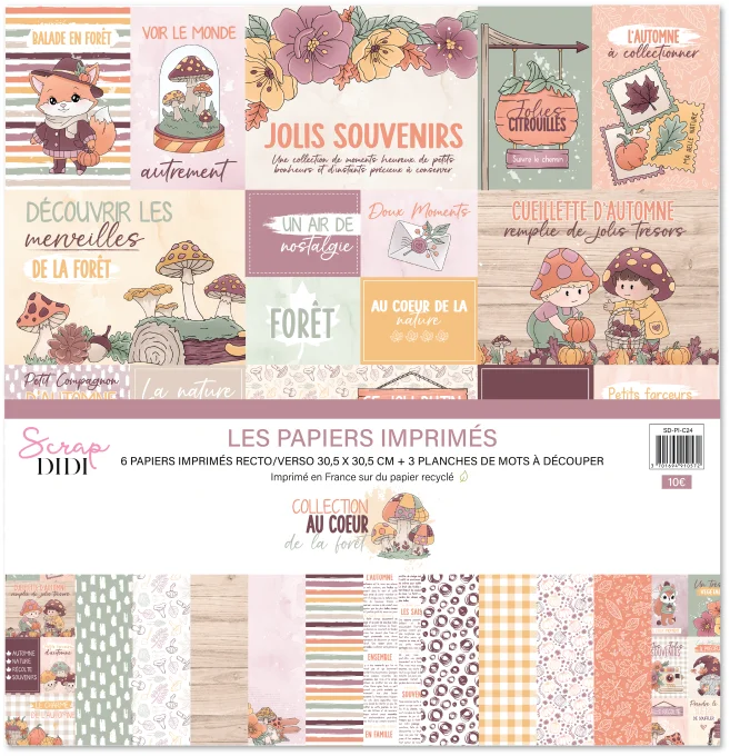 Kit de 6 papiers imprimés - Au cœur de la forêt