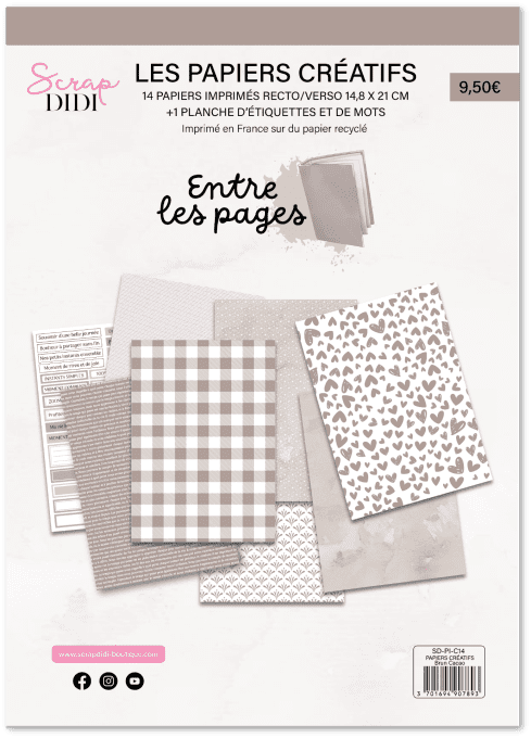 Kit 14 papiers scrapbooking - BRUN CACAO – Gamme Entre les pages 