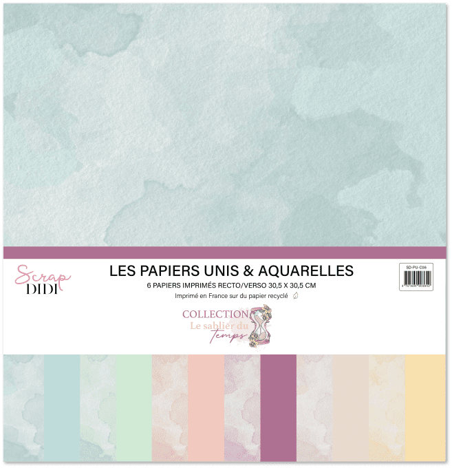 Kit papiers unis & aquarelle - Le sablier du temps