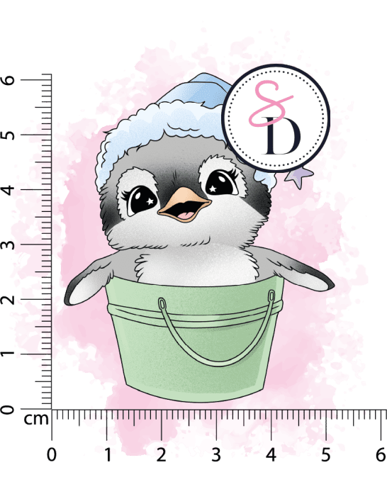 Tampon caoutchouc - Pingouin dans son sceau - Hiver Féérique 