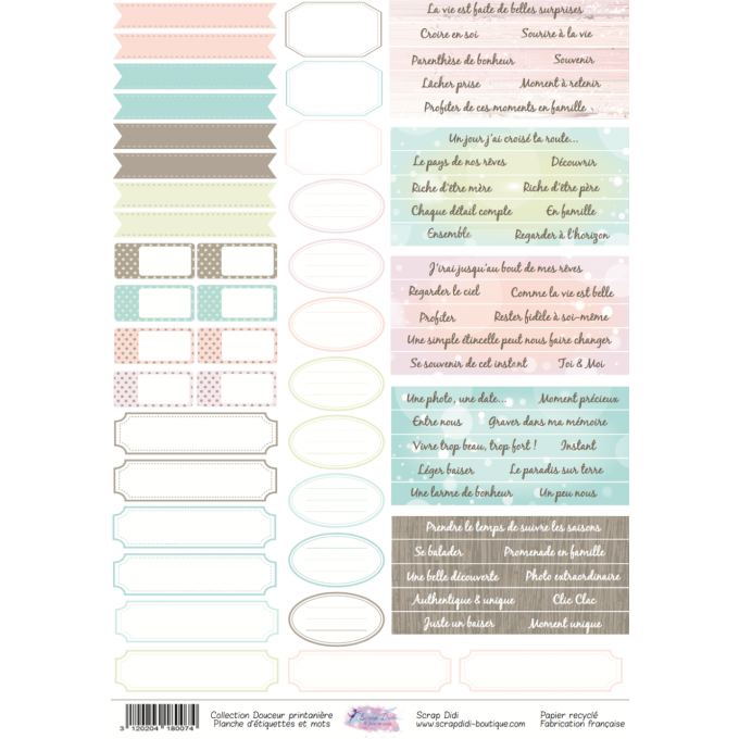 Collection Douceur Printanière - Planche d'étiquettes