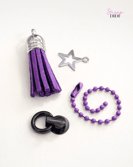 Pochette breloque pompon suédine & étoile - Ma bulle de bonheur