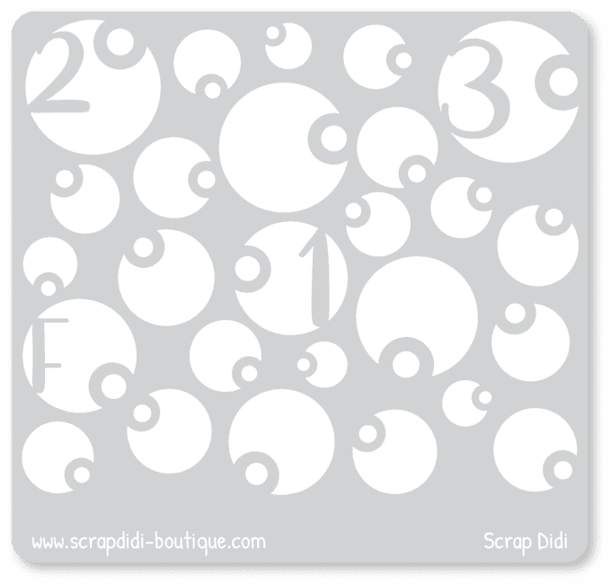 Pochoir - Bulles chiffres et lettres - 10x10 cm