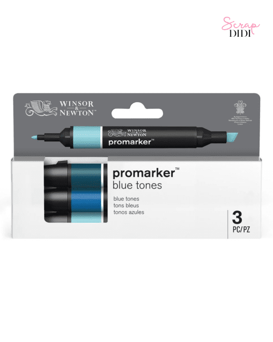 Set Promarker 3 tons Bleus Winsor & Newton – 3 marqueurs double pointe