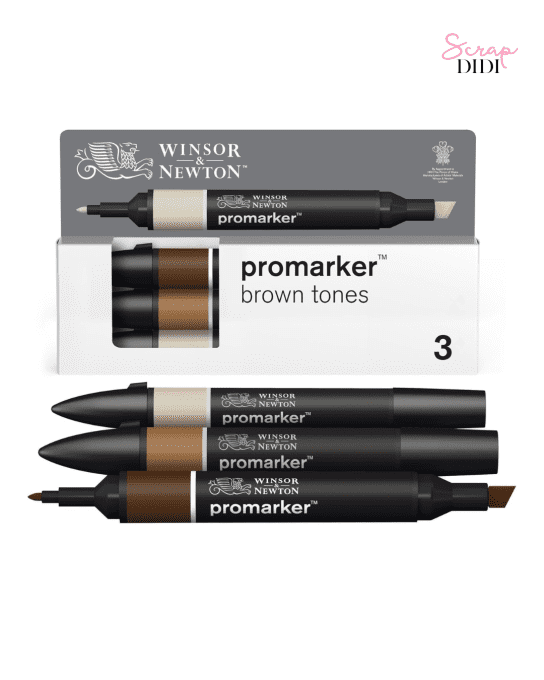 Set Promarker 3 tons Marron Winsor & Newton – 3 marqueurs double pointe
