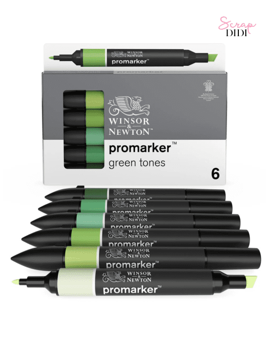 Set Promarker 6 tons Verts Winsor & Newton – 6 marqueurs double pointe