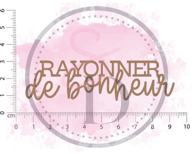 Mot en cartons bois adhésif RAYONNER DE BONHEUR - Éclats de bonheur