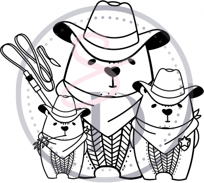 Tampon - Famille Ours Cowboy