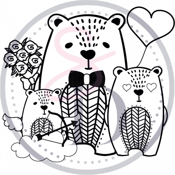 Tampon - Famille Ours Saint Valentin