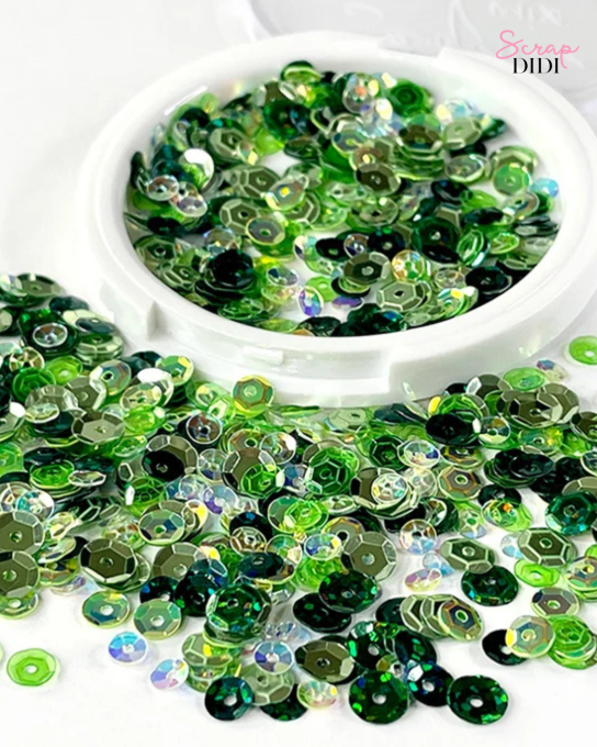 Sequin Mix All About The Greens – Sequins Scrapbooking – Picket Fence Studios