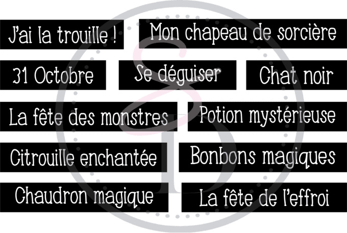 Tampon caoutchouc Set de mots - La magie d'Halloween