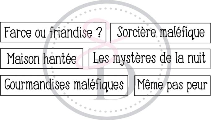 Tampon caoutchouc Set de mots Farce ou friandise ? - La magie d'Halloween